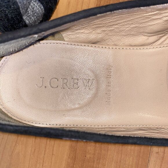 J Crew Black Ivory Grey Striped Chenille Slip On Loafers Casual Flats Shoes- 8.5 - Picture 7 of 9